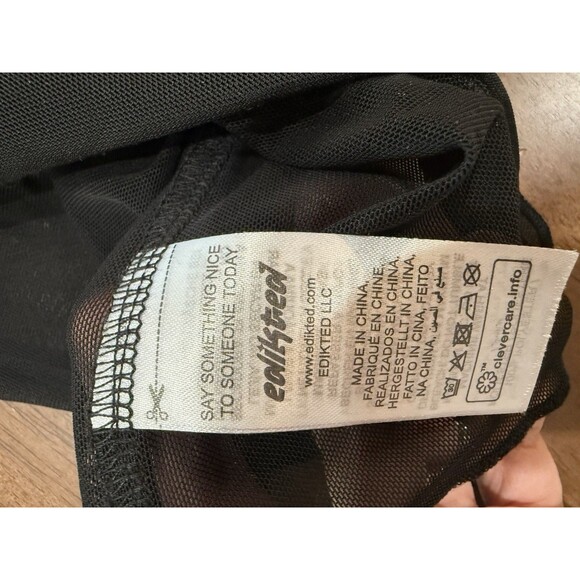 Edikted Black Sheer Mesh Lace Trim Bow Crop Top Y2K Coquette Core Size XS NWT - Picture 7 of 9